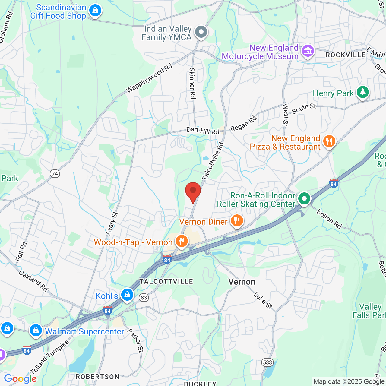 Google map image of our location in 219 Talcottville Rd Vernon, CT