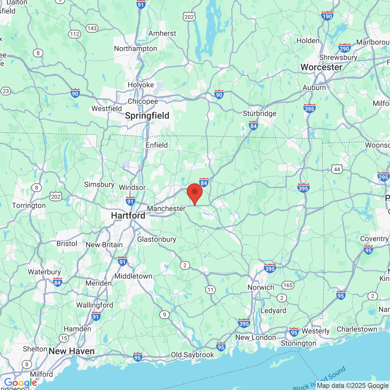 Google map image of our location in 1679 Boston Tpke Coventry, CT