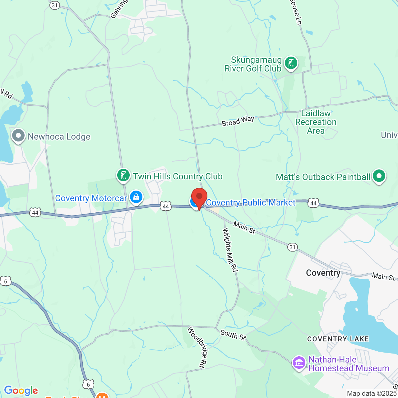 Google map image of our location in 1679 Boston Tpke Coventry, CT